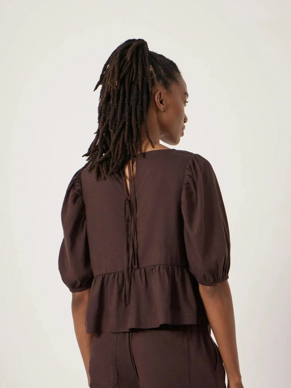 hush Alva Puff Sleeve Linen Beach Top, view 2