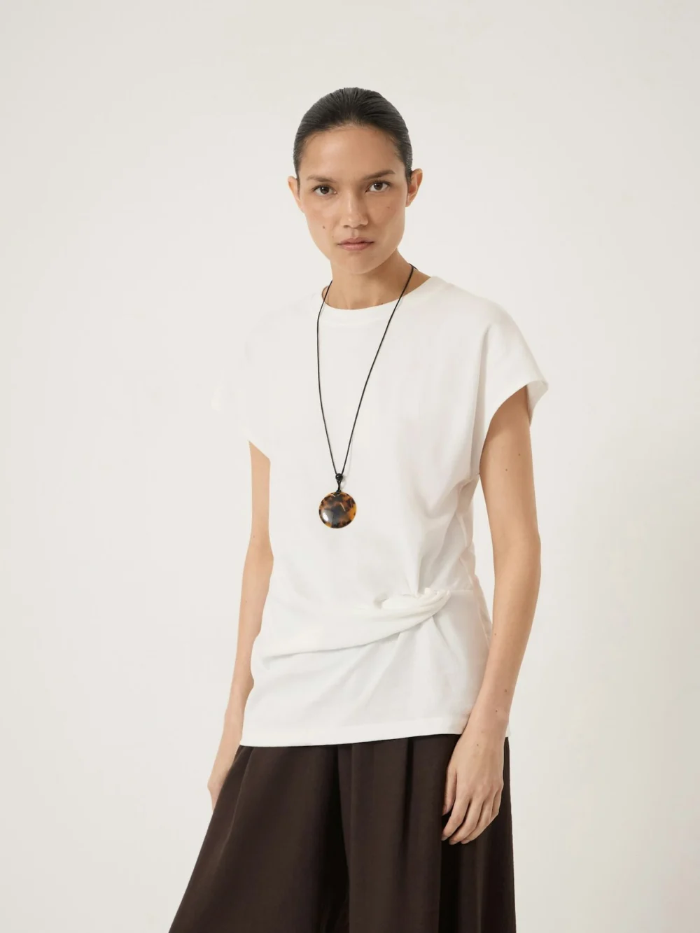hush Amira Knot Detail Cotton T-Shirt in white