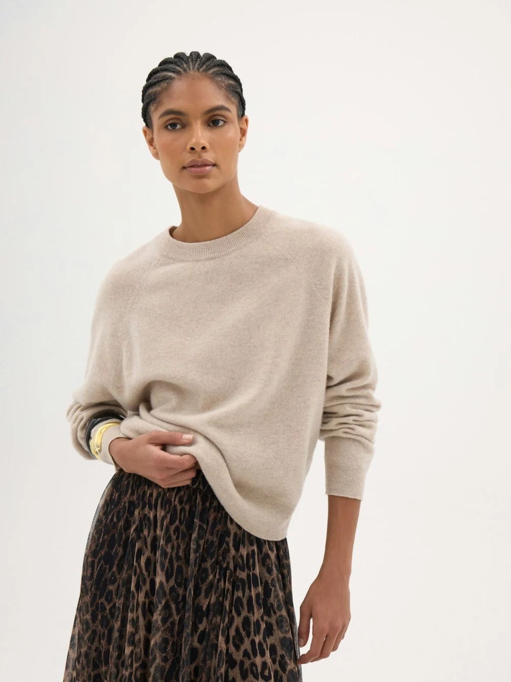 hush Anastasia Brushed Merino Wool Jumper in Oatmeal