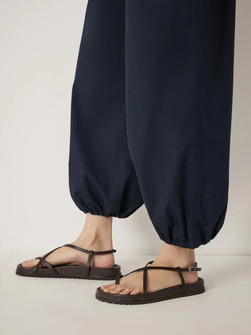 hush Arden Cropped Cotton Trousers in Midnight Navy, view 2
