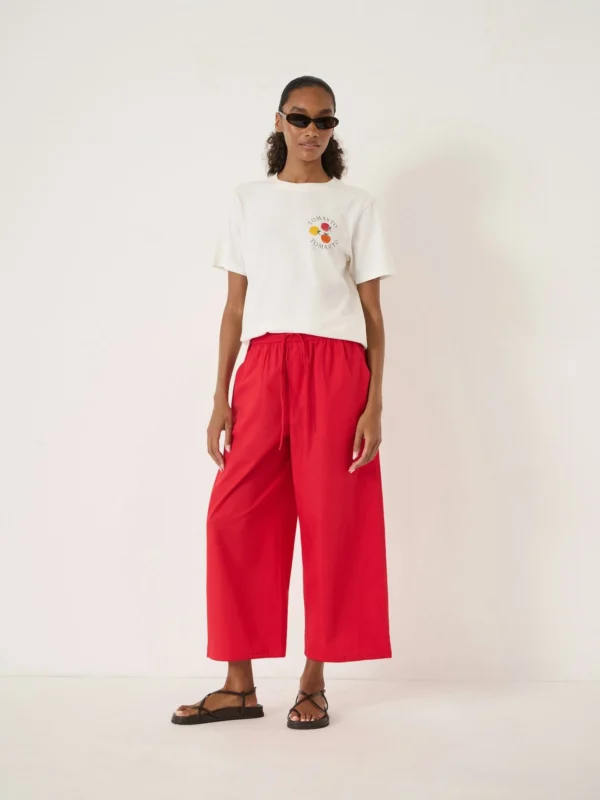 hush Arden Cropped Cotton Trousers in True Red