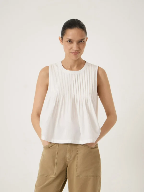 hush Arden Pin Tuck Detail Shell Top in White