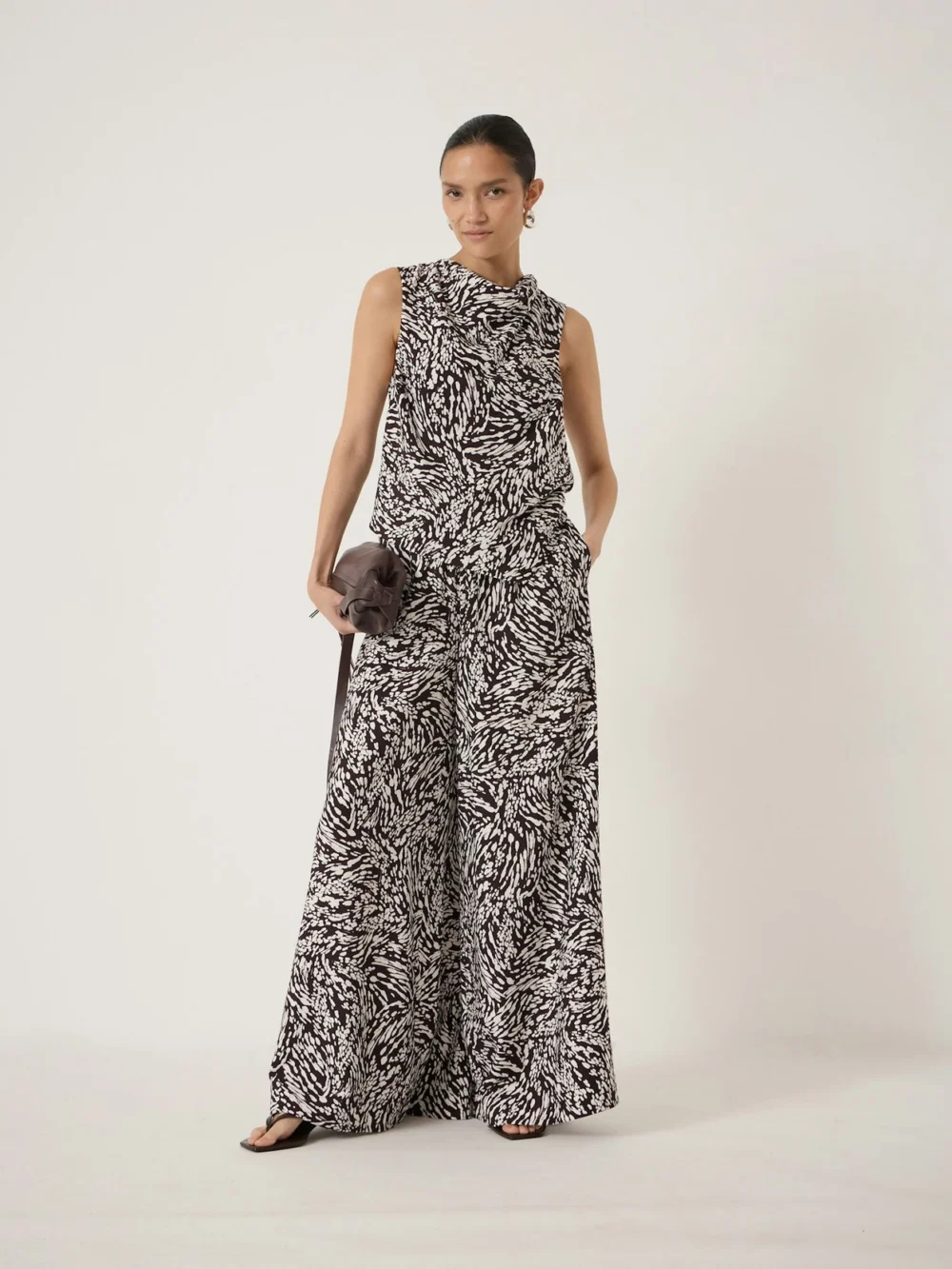 hush Arwen Wide Leg Trouser in Animal Ecru