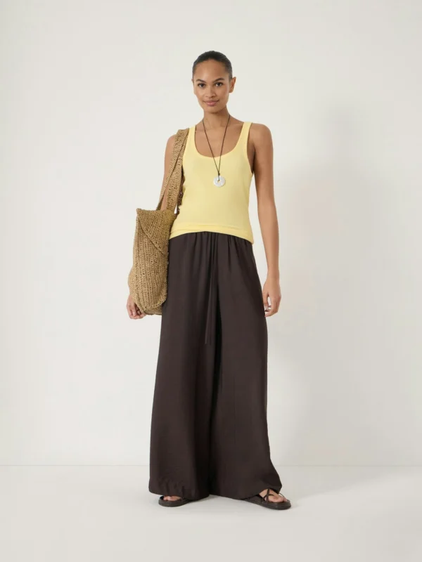 hush Arwen Wide Leg Trouser in Dark Brown