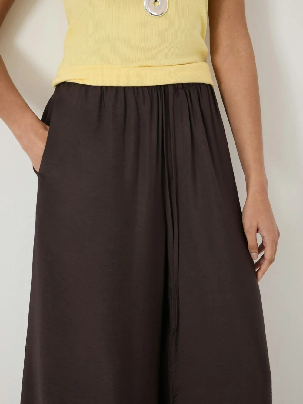 hush Arwen Wide Leg Trouser in Dark Brown, view 2