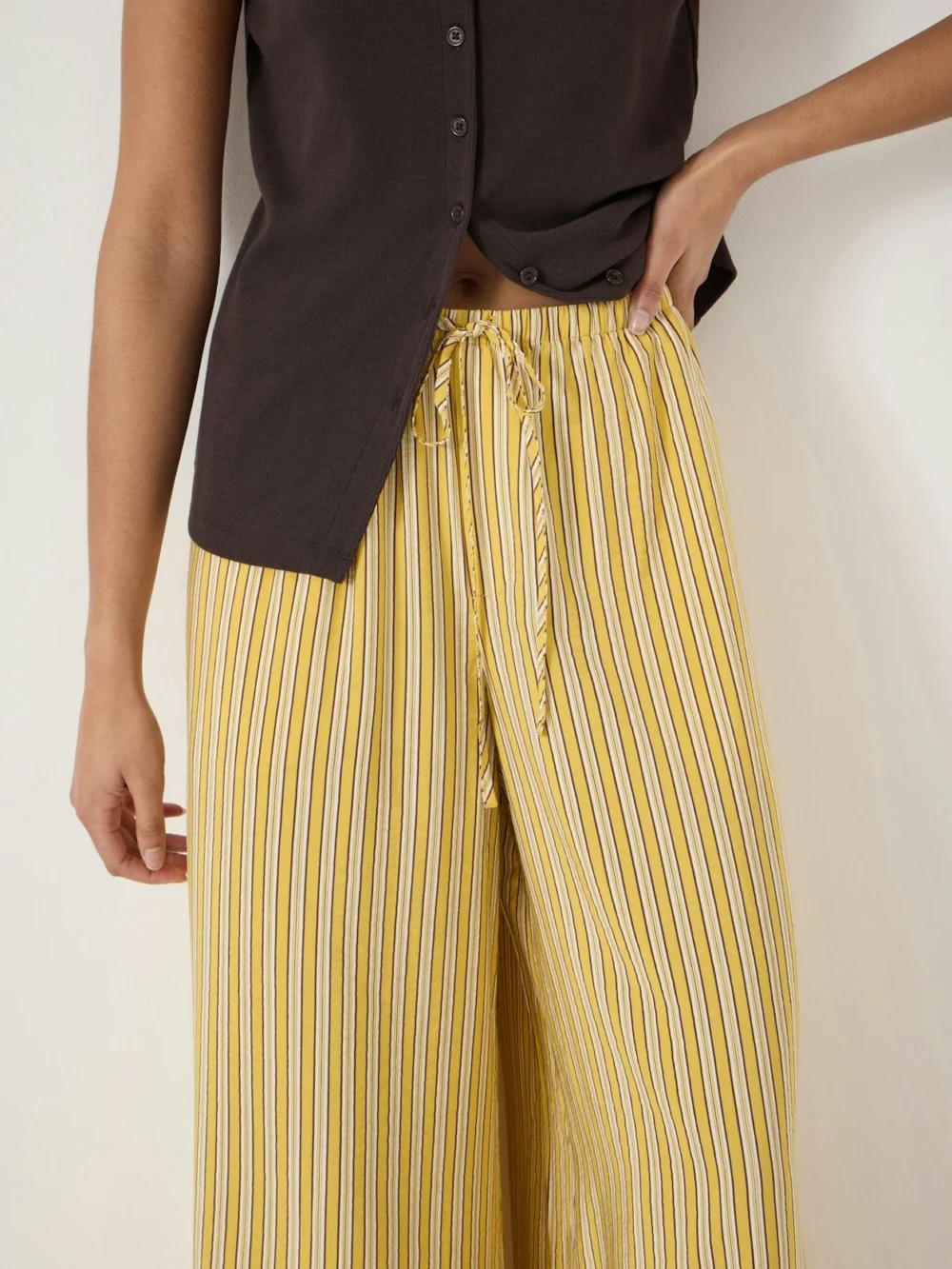 hush Arwen Wide Leg Trouser in Stripe Yellow, view 2