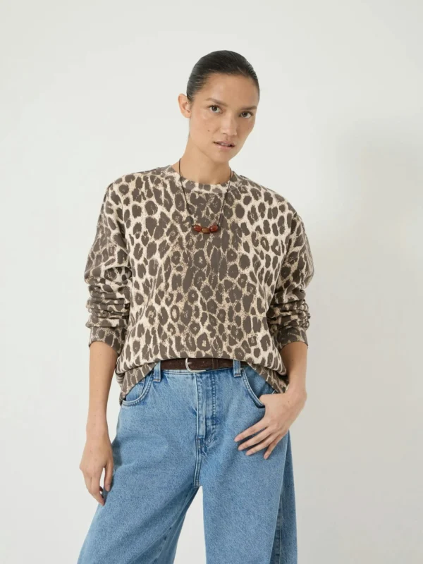 hush Astra Leopard Print Cotton Sweatshirt