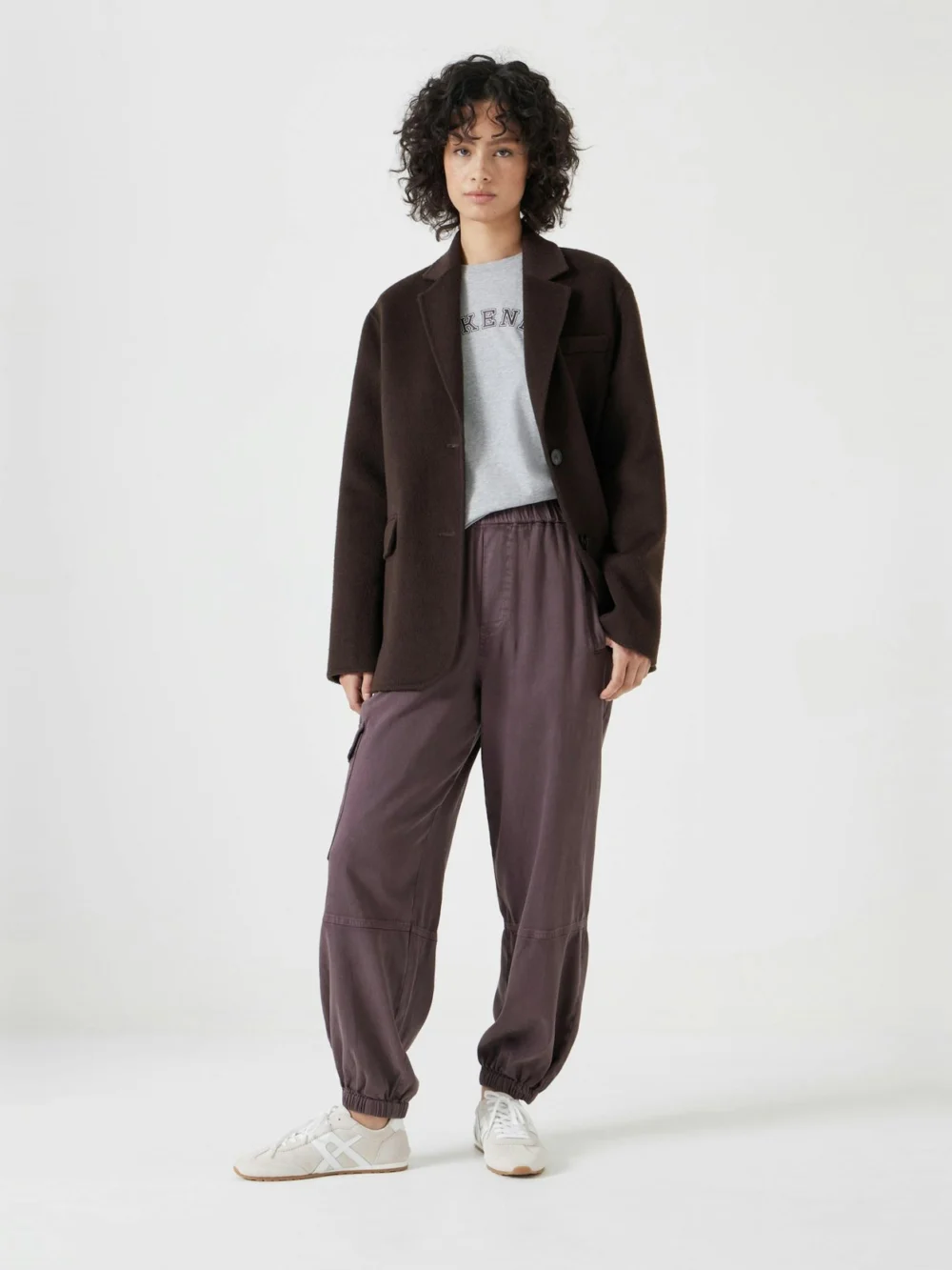 hush Ava Washed Cargo Trousers in raisin brown