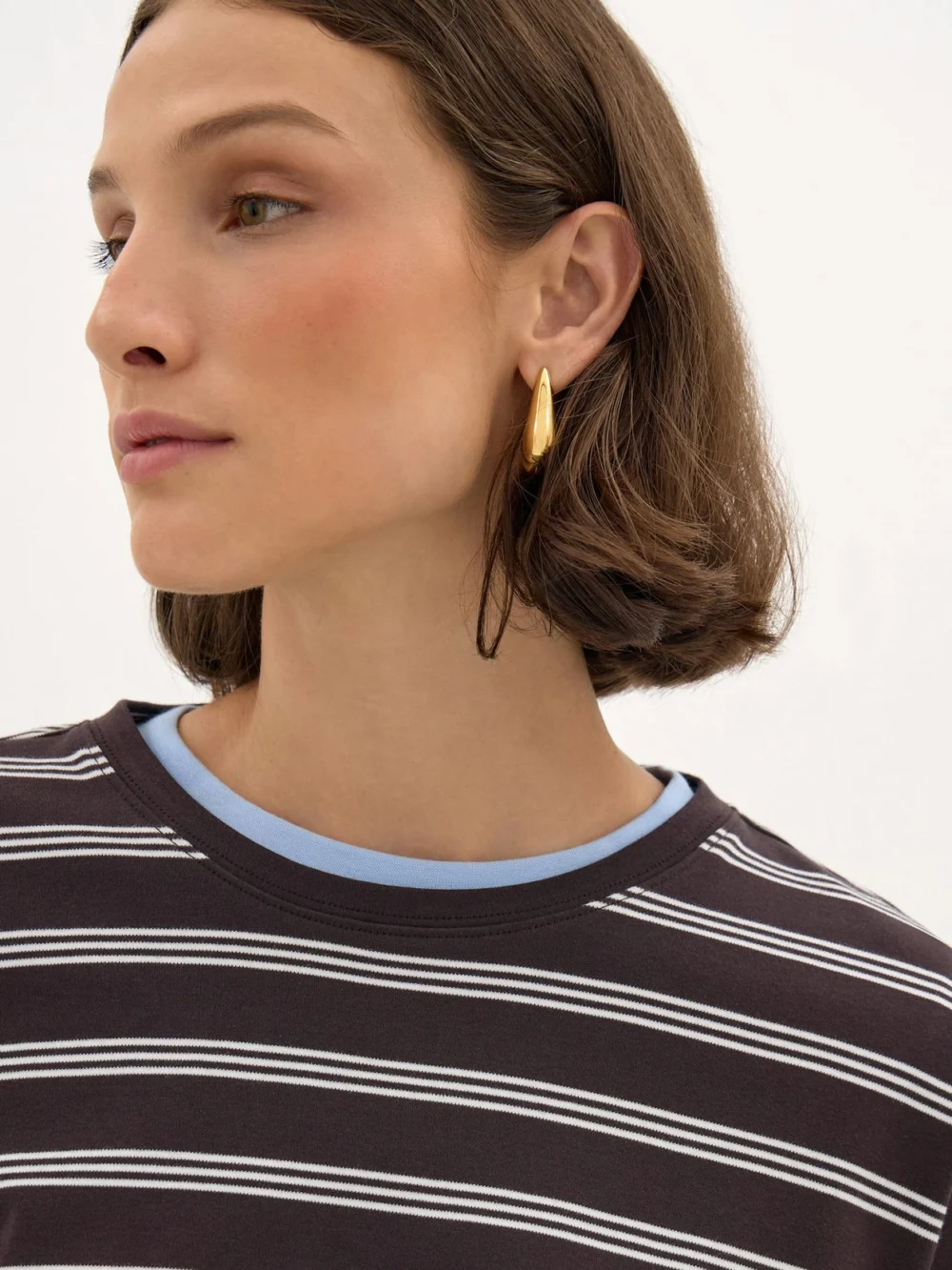 hush Averra Cotton Stripe Top in Chocolate, view 2