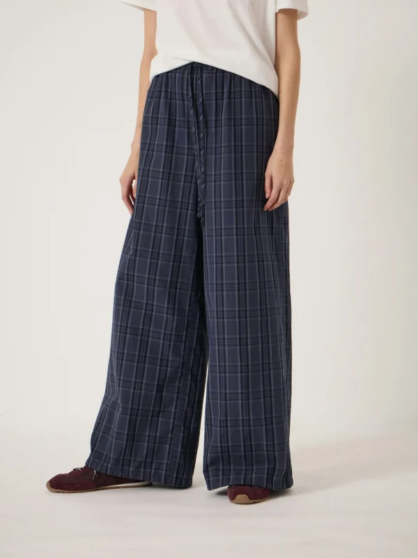 hush Axelle Check Wide Leg Cotton Blend Trouser