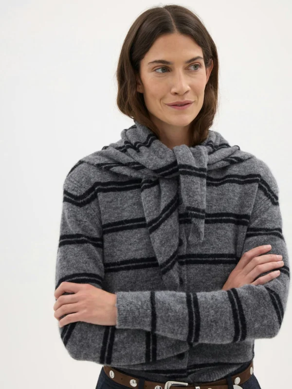 hush Azora Stripe Wool Blend Triangle Scarf
