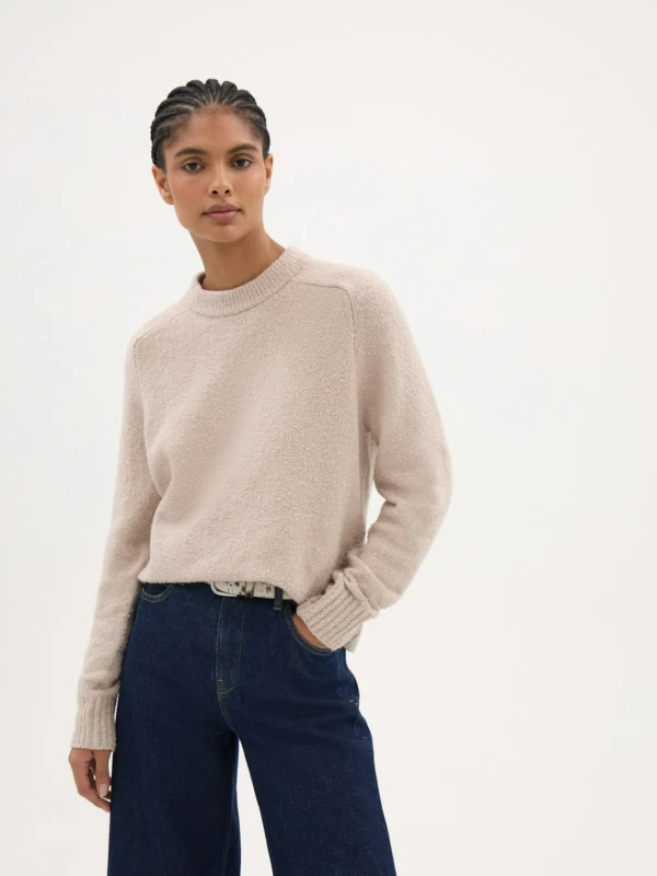 hush Bernie Textured Knitted Jumper in Stone White