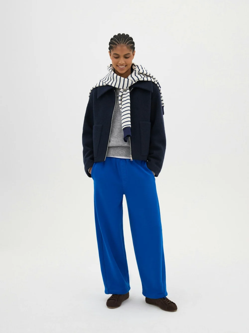 hush Bernie Washed Straight Leg Joggers in Bright Blue