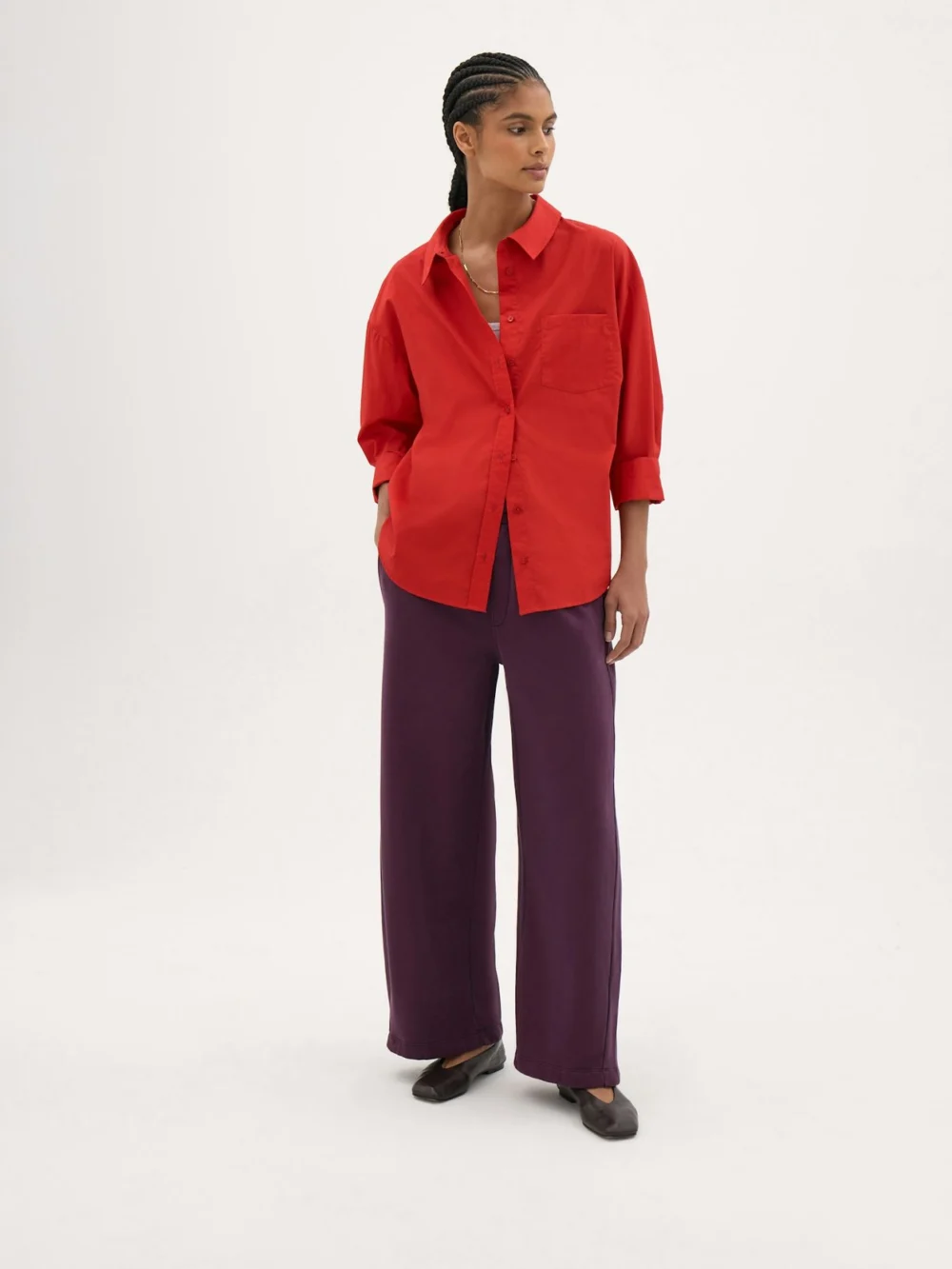hush Bernie Washed Straight Leg Joggers in Wine Red