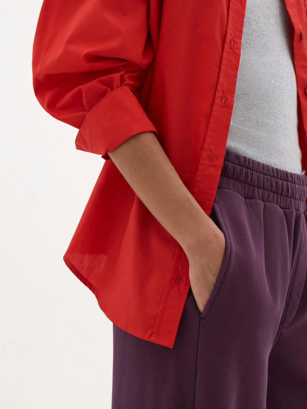 hush Bernie Washed Straight Leg Joggers in Wine Red, view 2