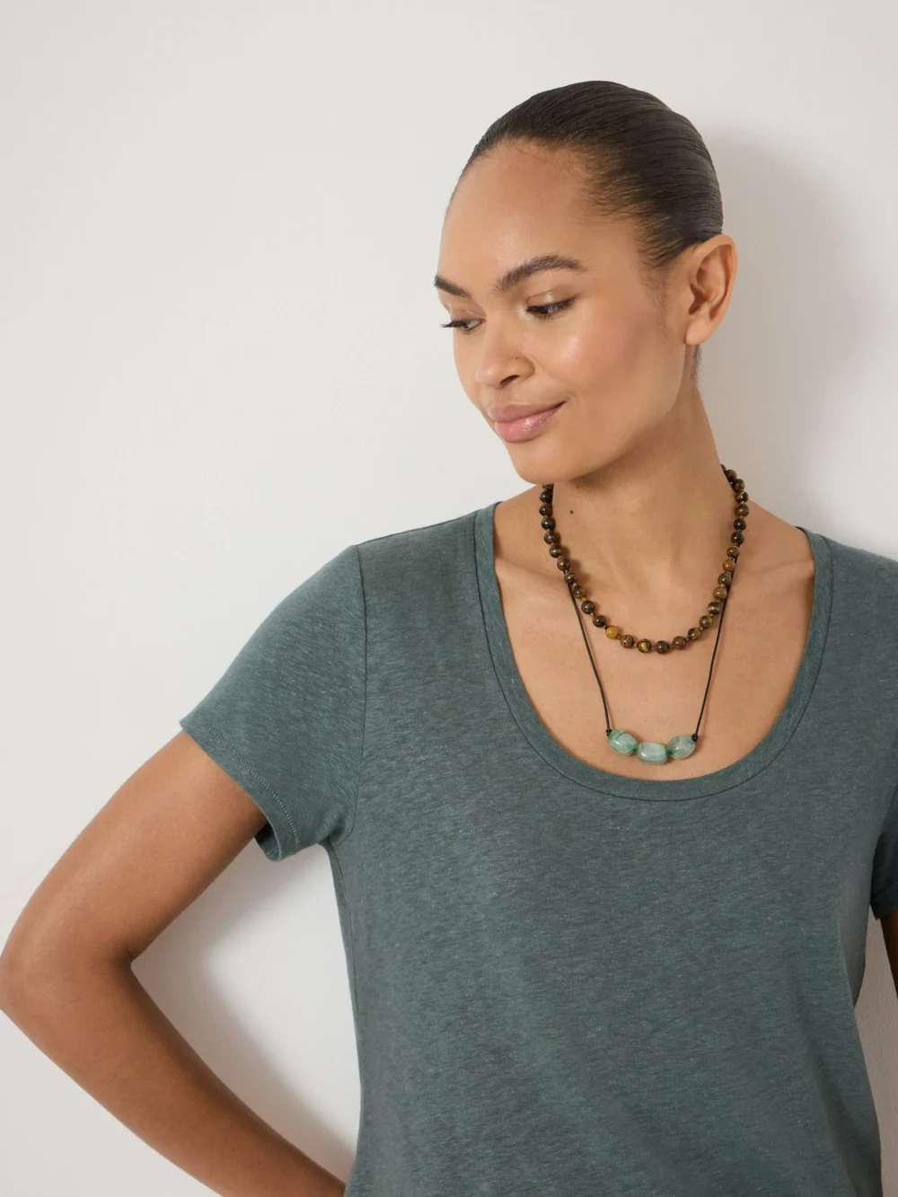 hush Briar Linen Blend Scoop Neck T-Shirt, view 2