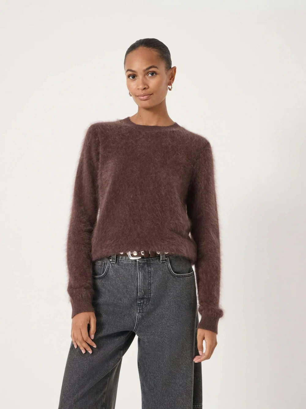 hush Brushed Cashmere Jumper in Chocolate Brown
