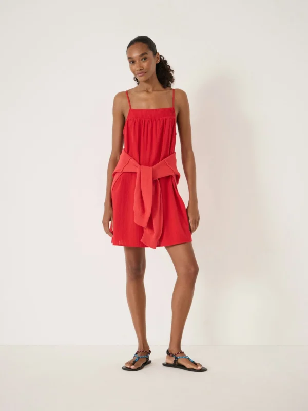 hush Carmen Seersucker Beach Mini Dress in True Red