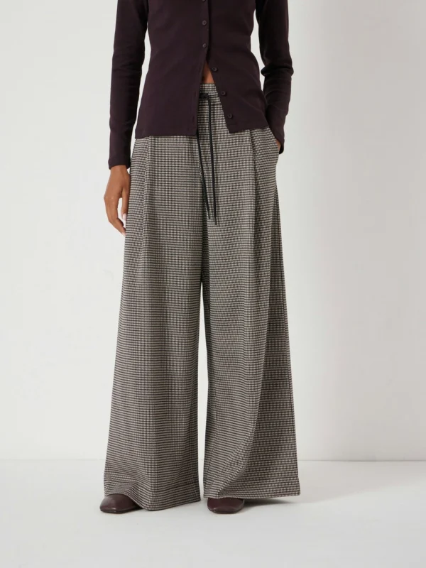 hush Check Wide Leg Jersey Trousers