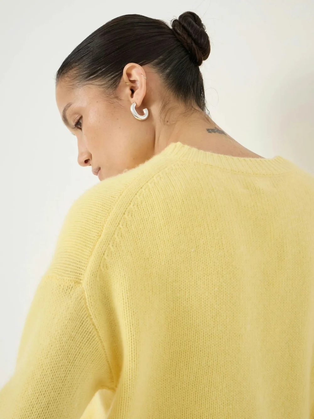 hush Cherrie Chunky Cashmere Tee in Butter Yellow, view 2