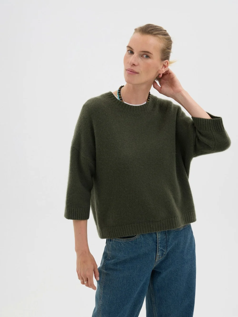 hush Cherrie Chunky Cashmere Tee in Khaki