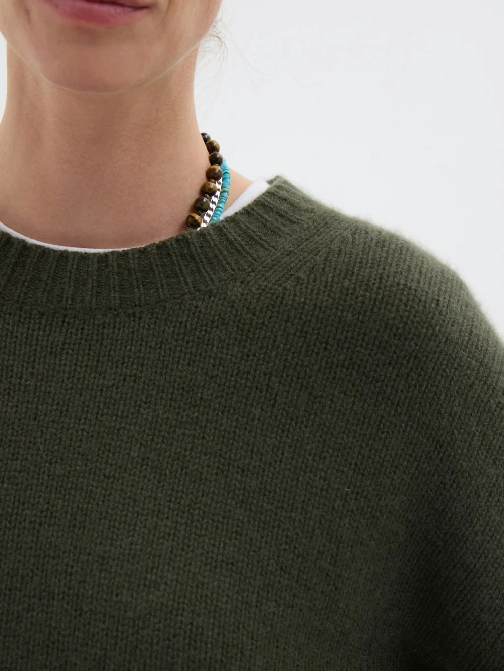 hush Cherrie Chunky Cashmere Tee in Khaki, view 2