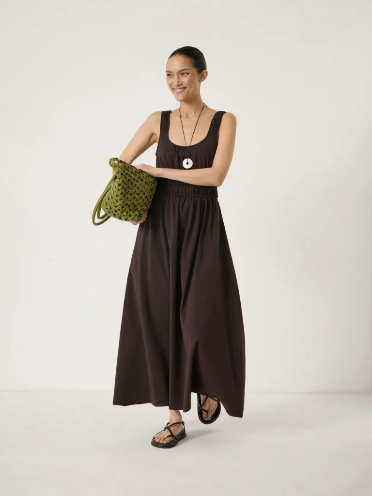 hush Clarissa Jersey Gathered Straps Midi Dress