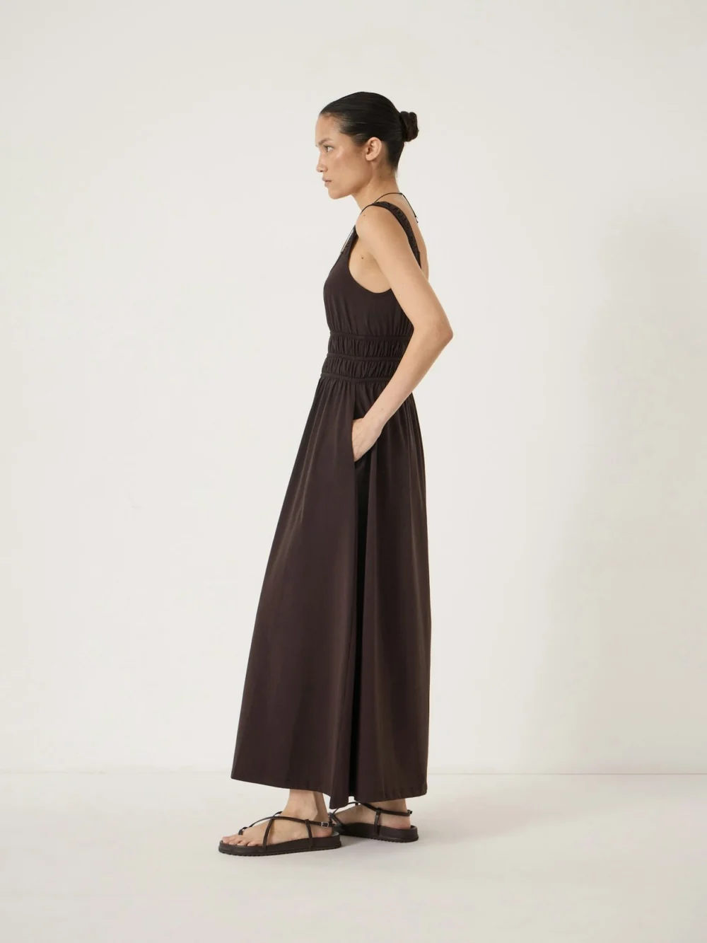 hush Clarissa Jersey Gathered Straps Midi Dress, view 2