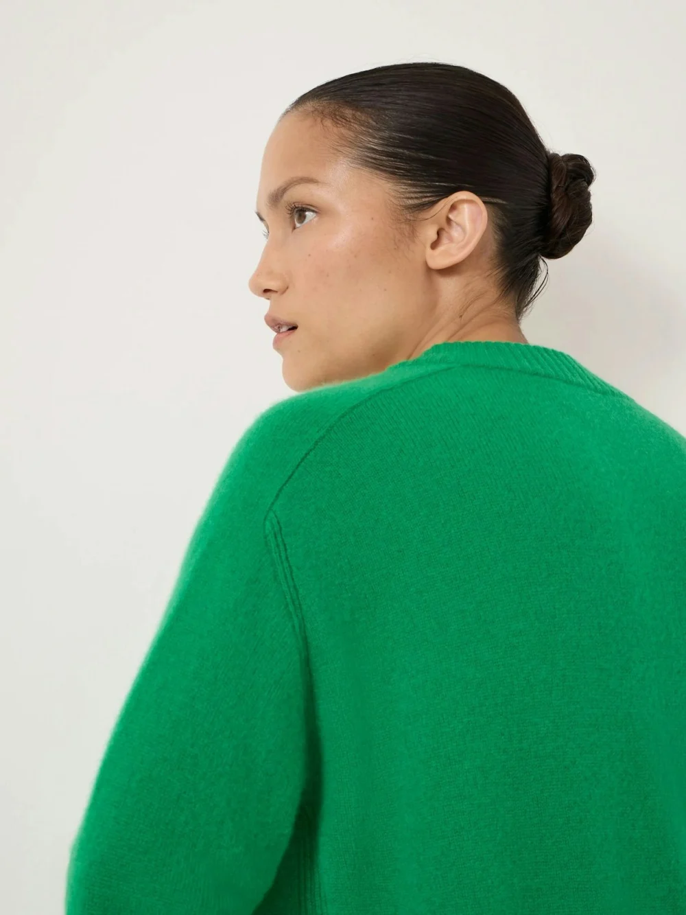 hush Colette Cashmere V-Neck Saddle Sleeve Jumper in Bright Green, view 2
