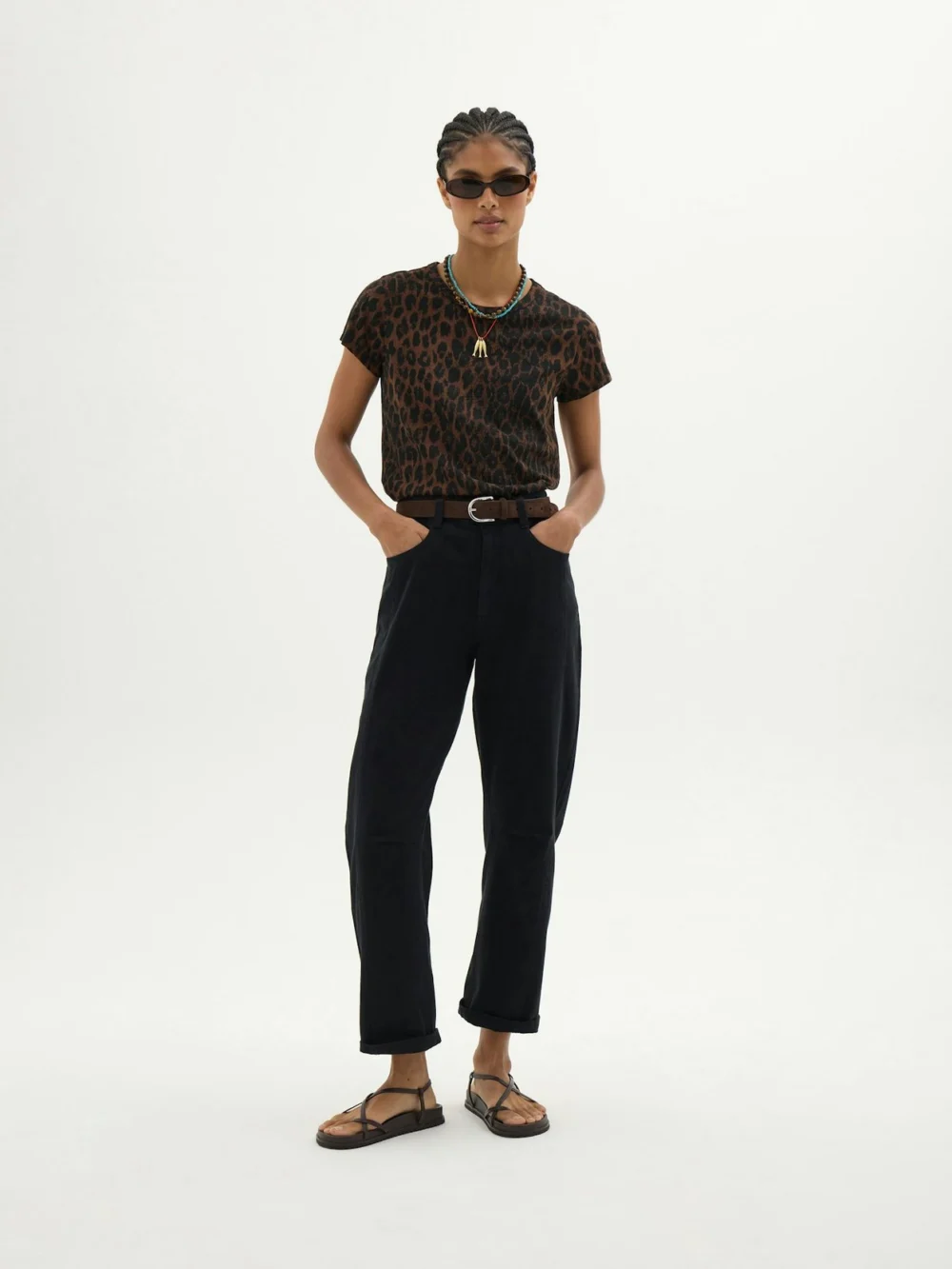 hush Cordi Twill Barrel Leg Trousers in Dark Charcoal