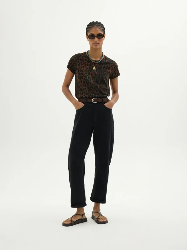 hush Cordi Twill Barrel Leg Trousers in Dark Charcoal