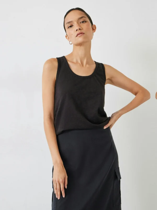 hush Cotton Slub Tank Top in Black