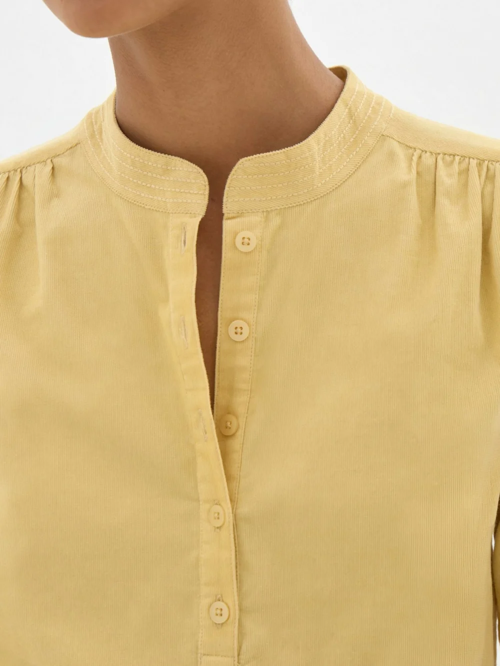 hush Cyra Long Sleeve Corduroy Blouse in Butter Lemon, view 2