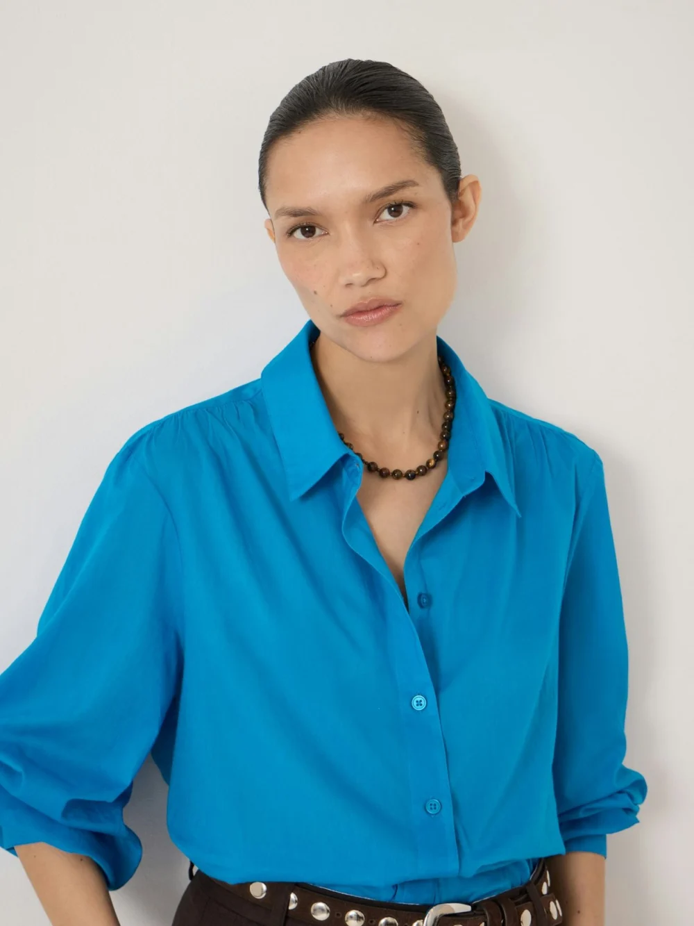 hush Dakota Cotton Voile Shirt in Aqua Blue, view 2