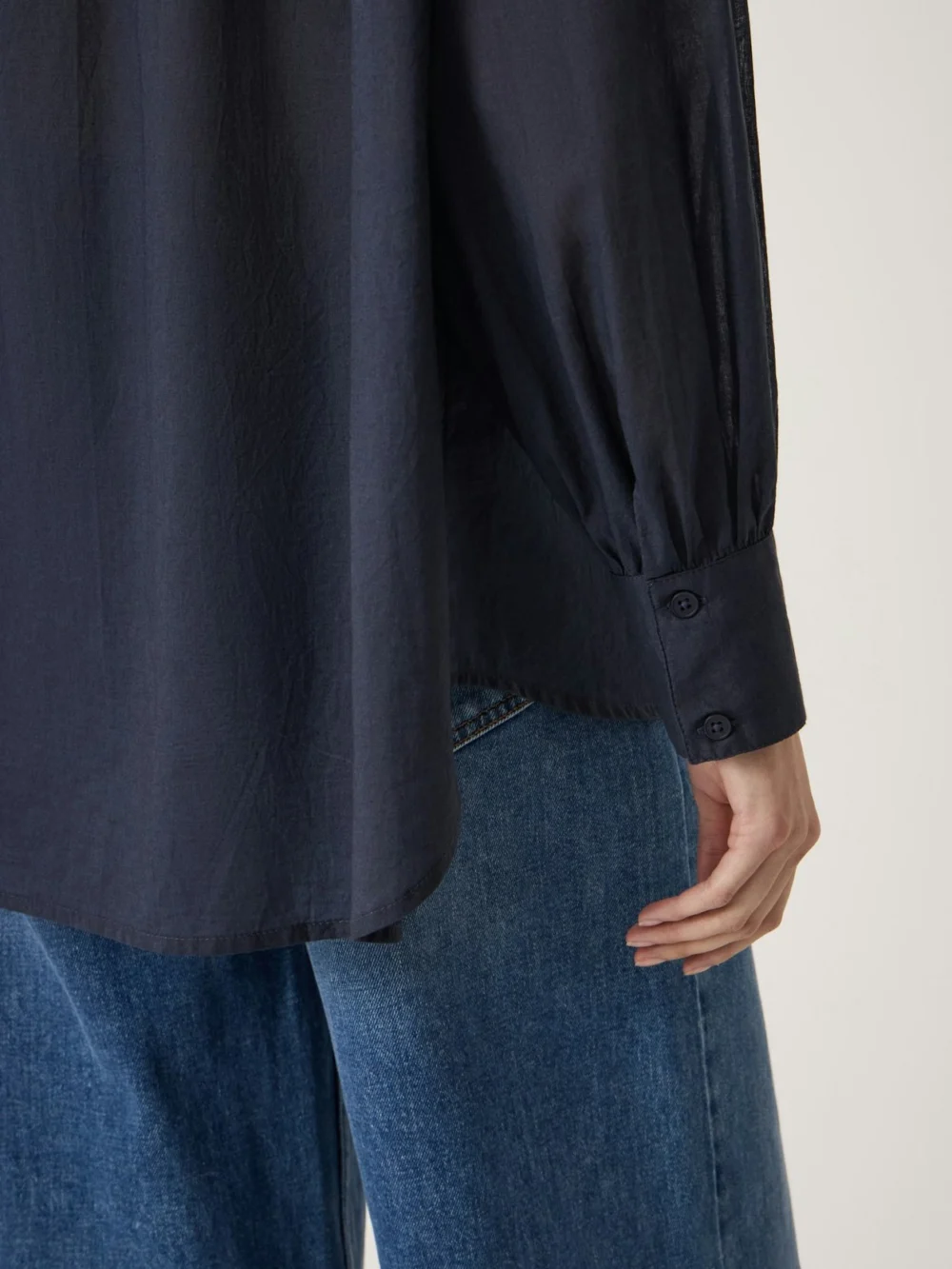 hush Dakota Cotton Voile Shirt in Navy Blue, view 2