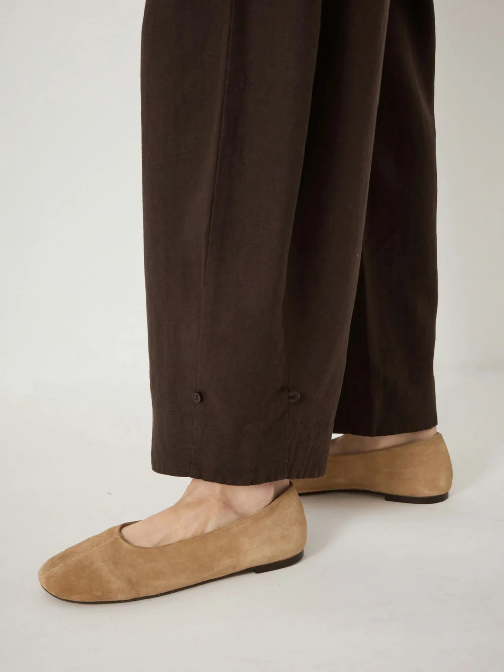 hush Dania Linen Blend Barrel Leg Trousers in Dark Brown, view 2