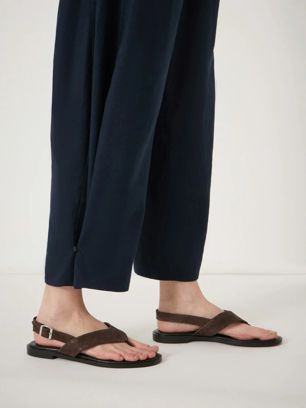 hush Dania Linen Blend Barrel Leg Trousers in Washed Navy, view 2