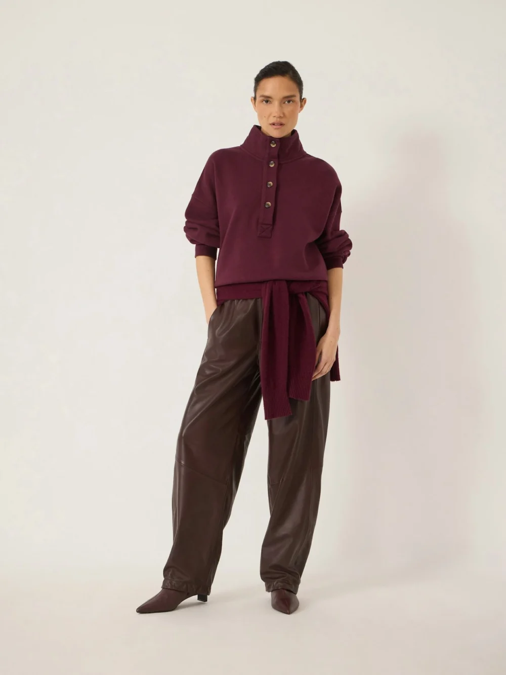 hush Danica Wool Blend Barrel Trouser in wine red