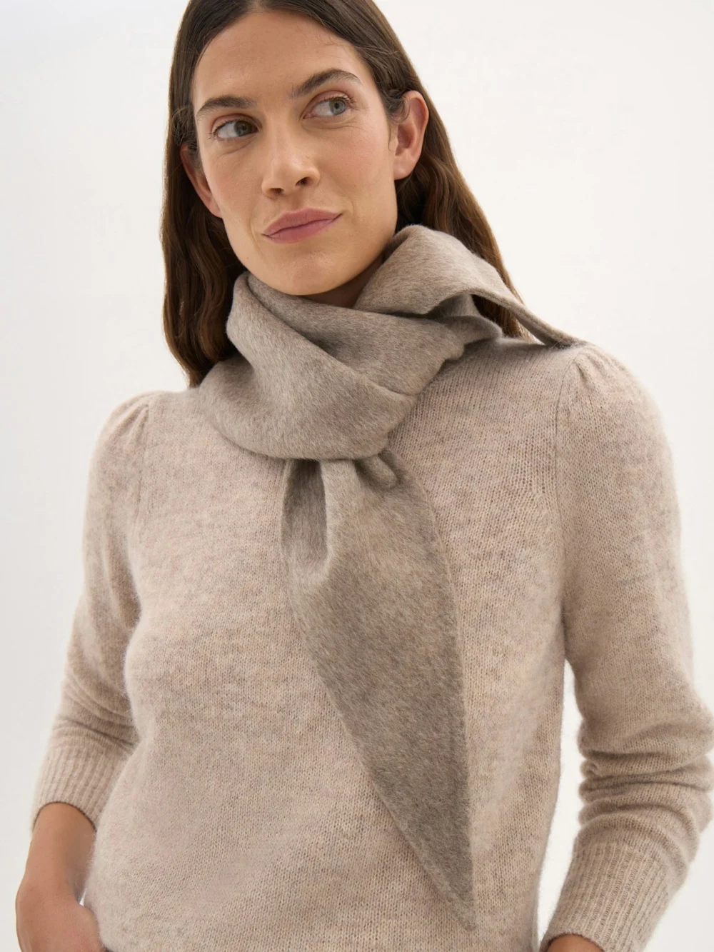 hush Double Faced Rectangle Scarf in oatmeal marl