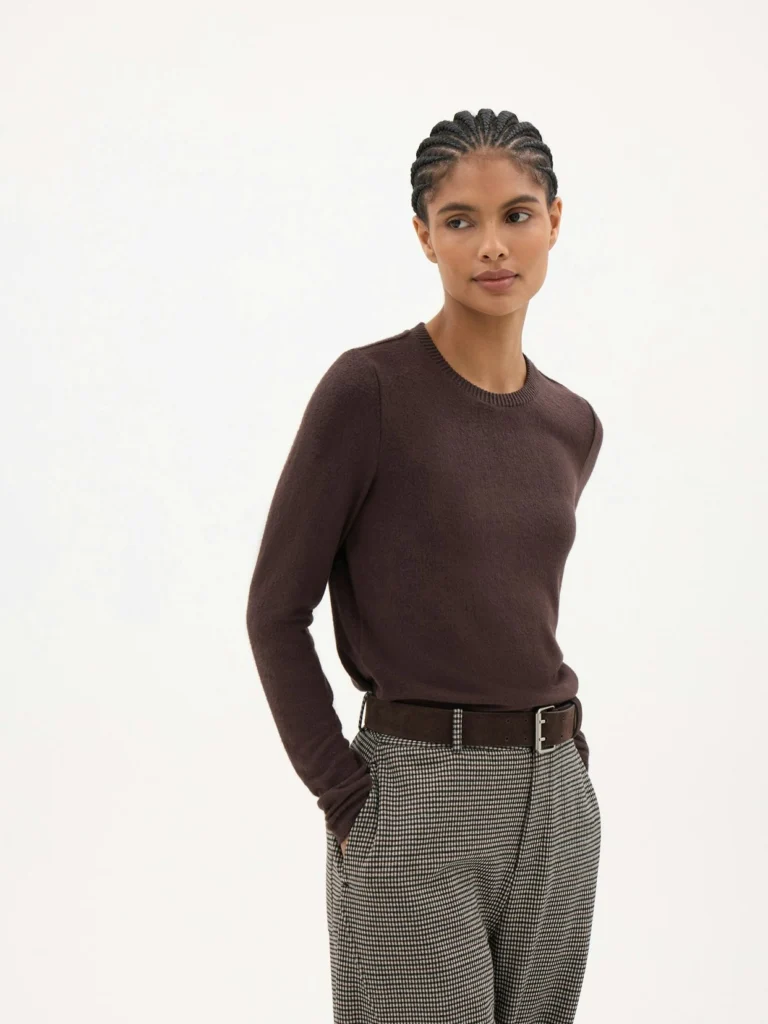 hush Elarae Supersoft Crew Neck Long Sleeve Top in Dark Brown