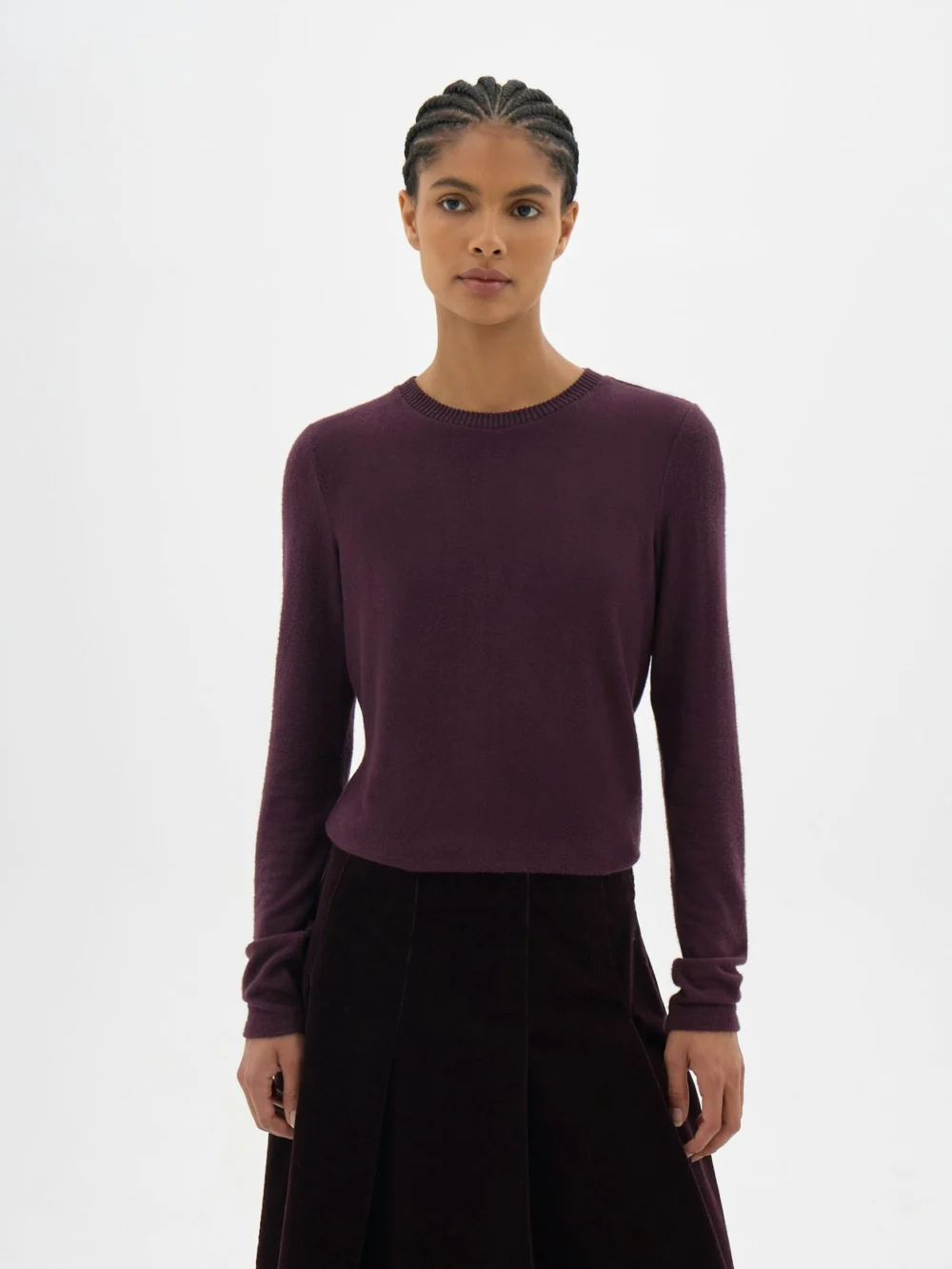 hush Elarae Supersoft Crew Neck Long Sleeve Top in Plum Purple