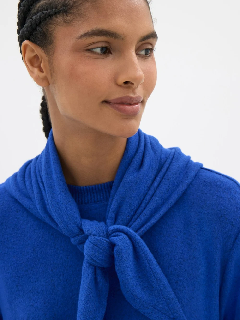 hush Elarae Supersoft Crew T-Shirt and Matching Scarf in Bright Blue, view 2