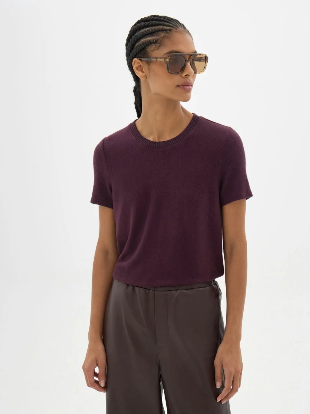 hush Elarae Supersoft Crew T-Shirt in Plum Purple
