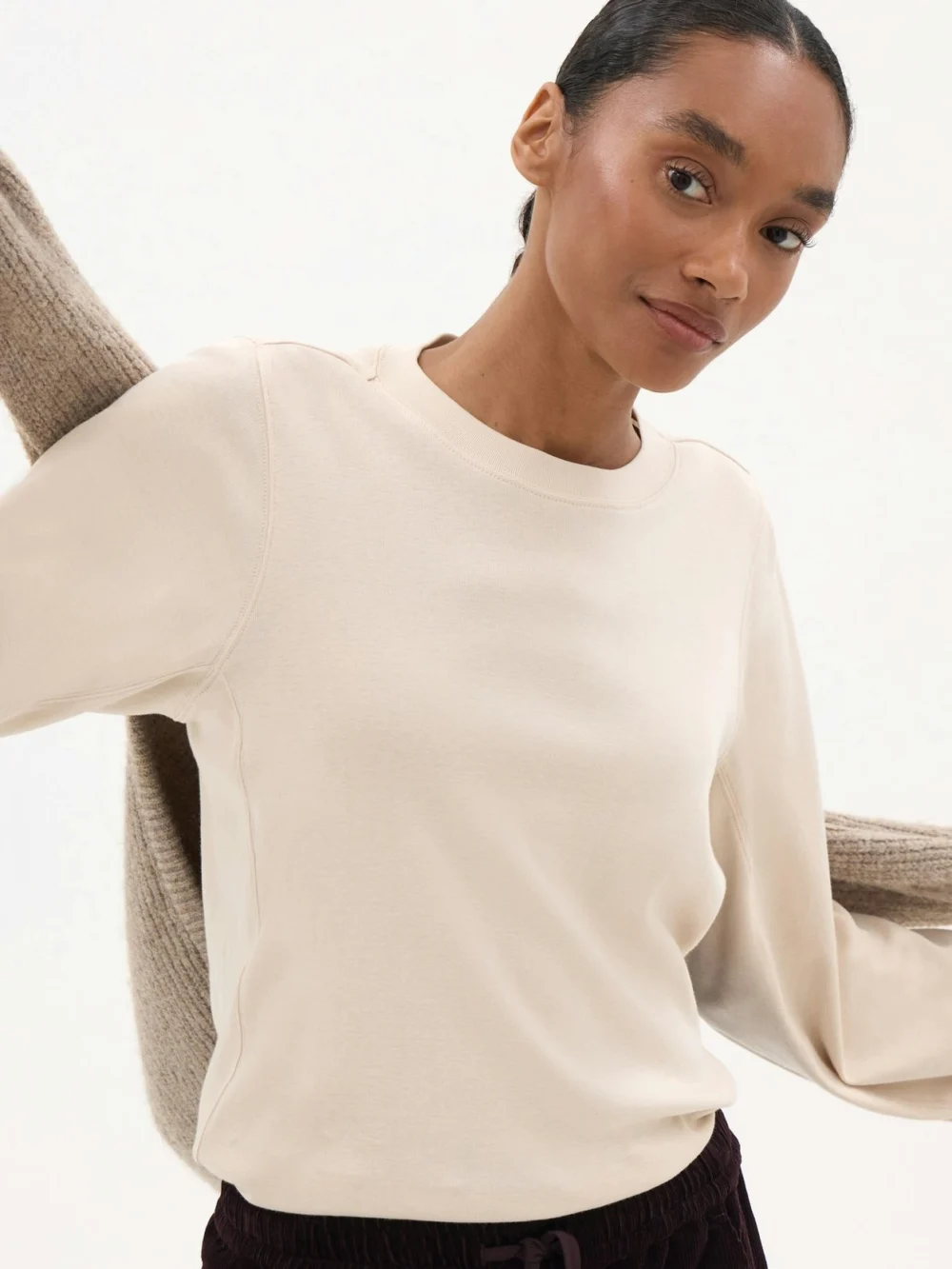 hush Elodie Puff Detail Cuff Cotton Top in Ecru Peach Camo, view 2