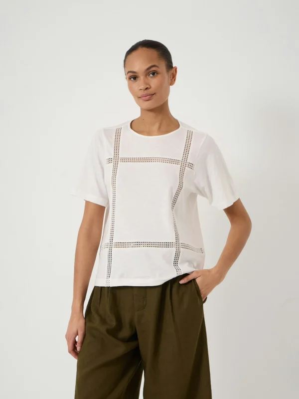 hush Elva Cotton Lace Detail T-Shirt