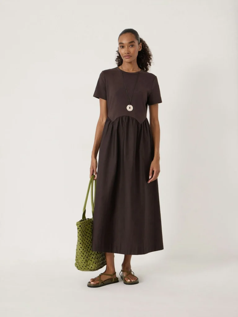 hush Enid Mix Media Jersey Woven Dress