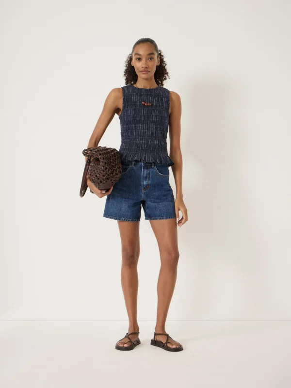 hush Essential Denim Shorts in Mid Blue