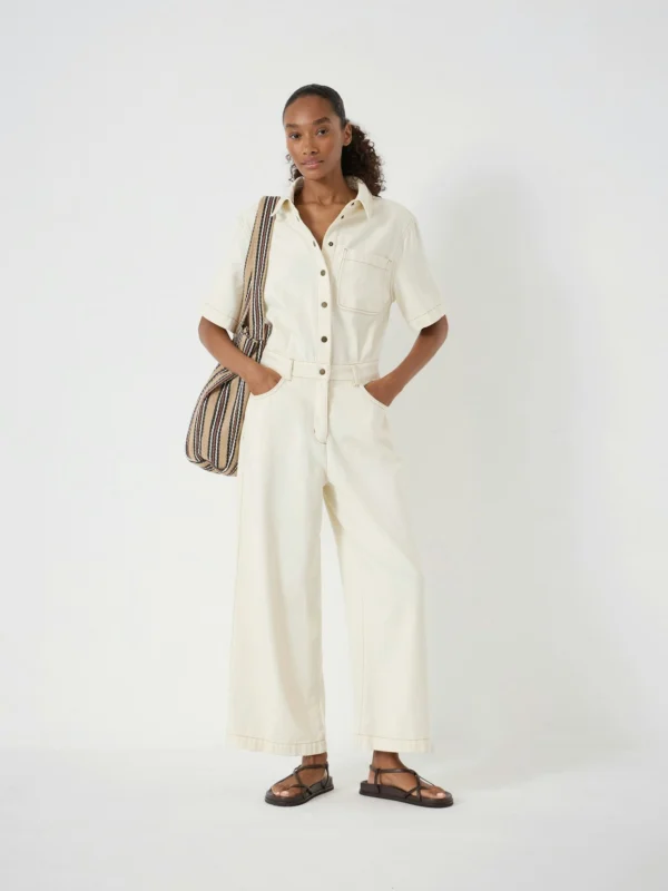 hush Evelyn Short Sleeve Denim Jumpsuit