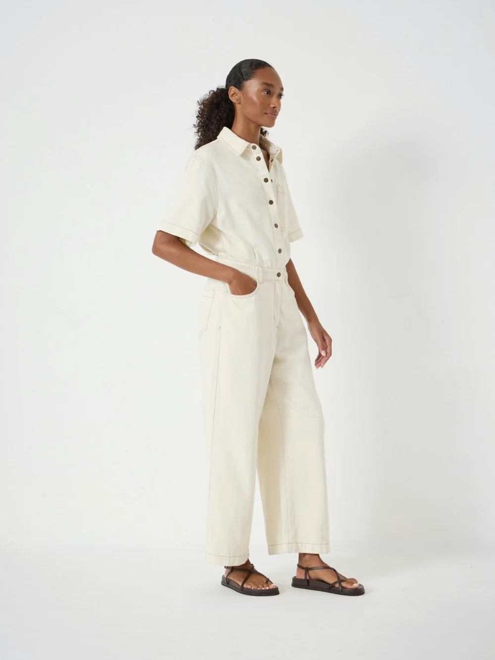hush Evelyn Short Sleeve Denim Jumpsuit, view 2