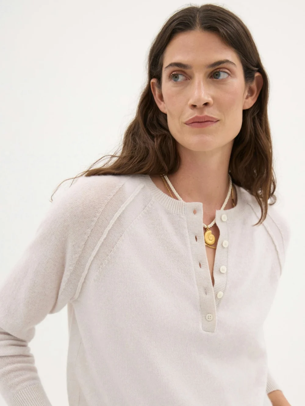hush Farah Cashmere Henley Jumper, view 2